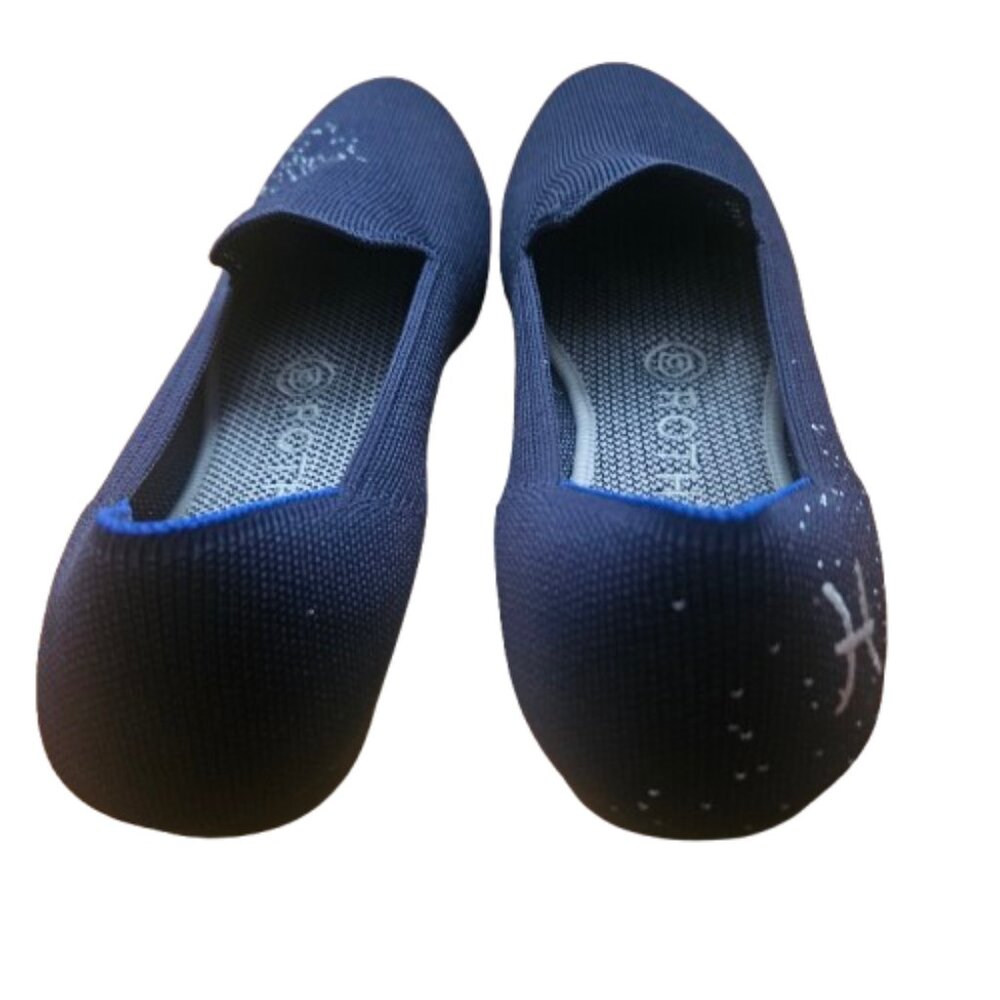 Rothy's The Loafer Pisces Zodiac Navy Silver Metallic Knit Flats Size 7 Rare HTF - Picture 5 of 10